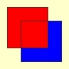 red square over blue square